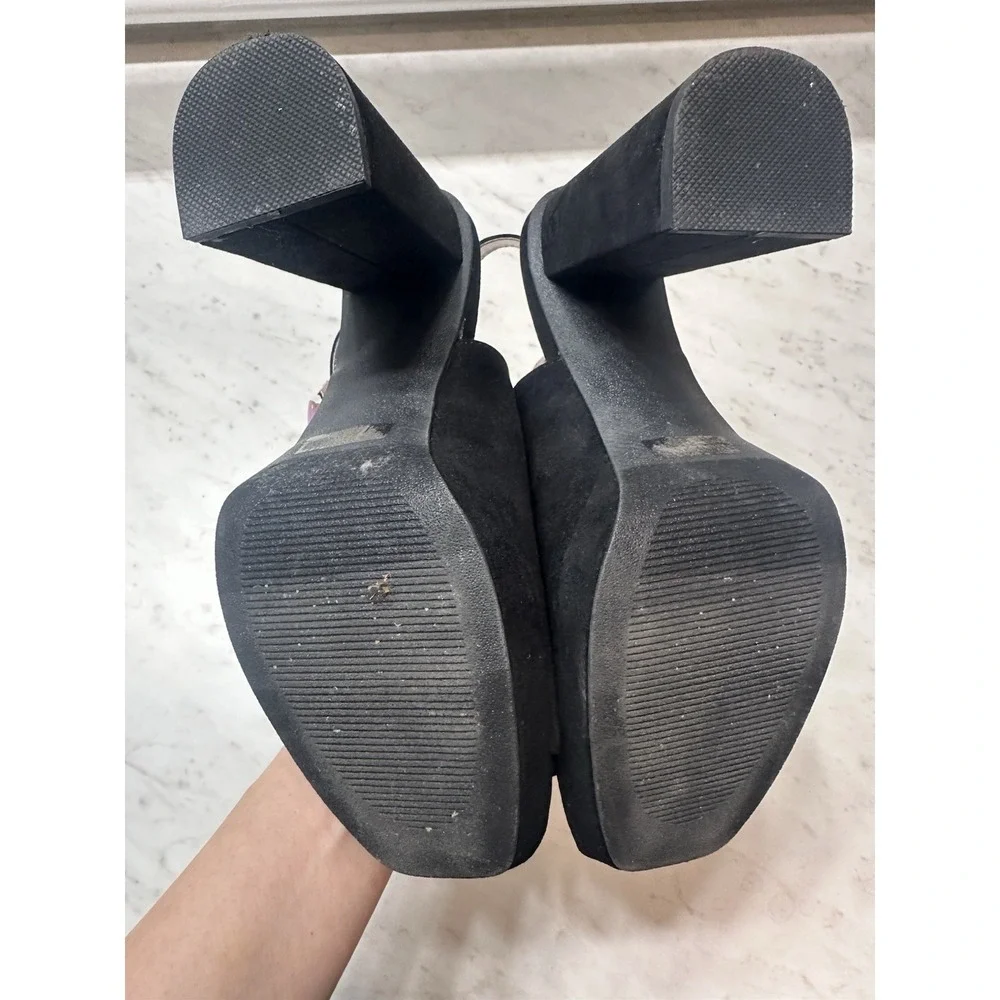 Dolce Vita Black Platform Block Heel Sandals Sz 9 Ankle Strap Open Toe Bootie